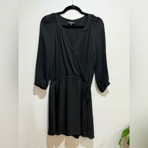 Aritzia Babaton Black Silk Faux Wrap Sheath Dress V-Neck - Size M